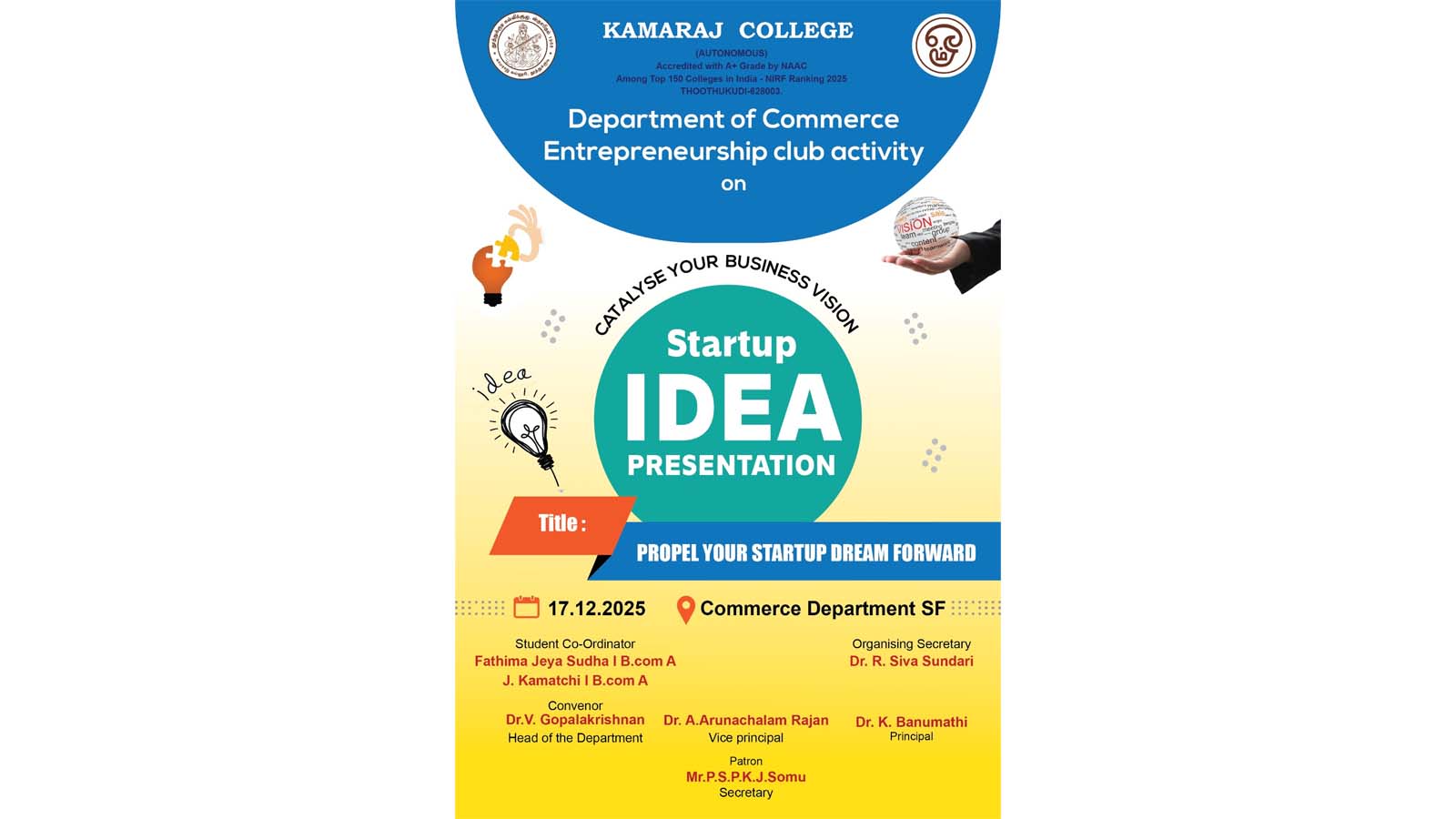 Entrepreneurship Club Activity Kamaraj College