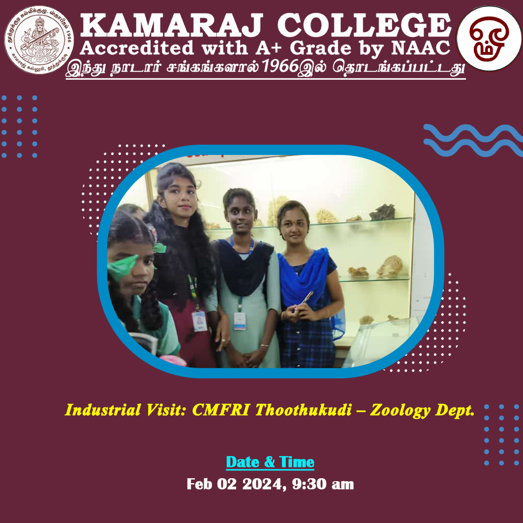 Industrial Visit: CMFRI Thoothukudi - Zoology Dept. - Kamaraj College