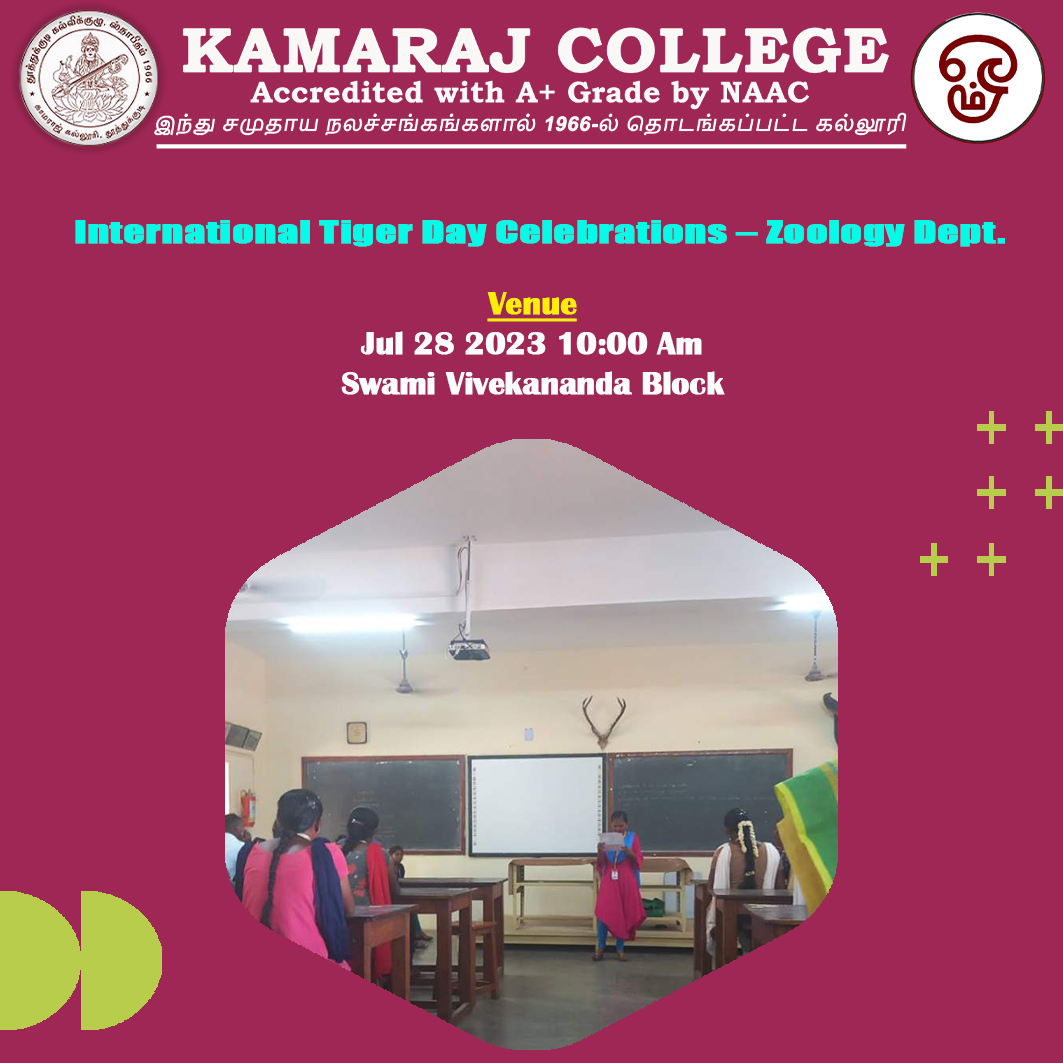 International Tiger Day Celebrations - Zoology Dept. - Kamaraj College