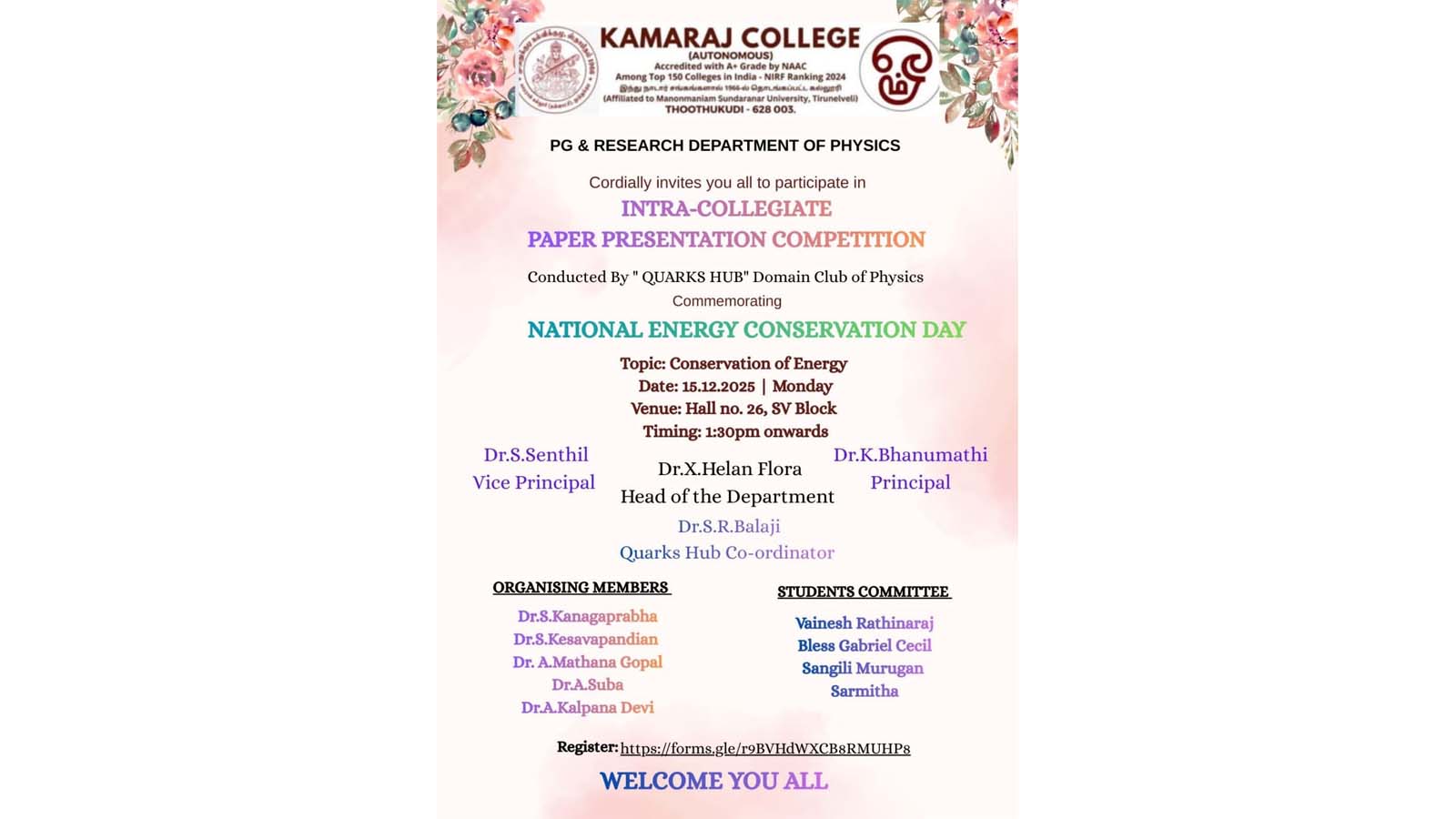 Intra Collegiate Paper Presentation on Energy Conservation