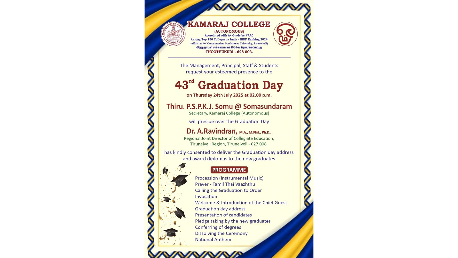 Kamaraj College Graduation Day 2025